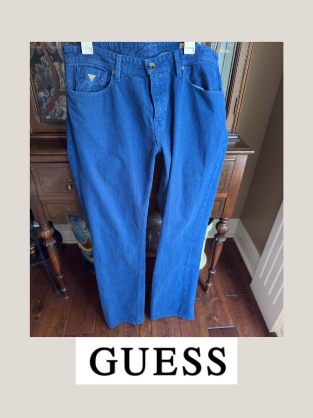 Men's GUESS Lincoln Slim Straight Jeans Heritage Collection Cobalt Blue, Sz 38